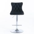 4x Height Adjustable Swivel Bar Stool Velvet Studs Barstool with Footrest and Chromed Base- Black Online