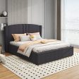 Roman Bed Frame Queen Size Black Velvet Fabric with Gas Lift plywood metal structure Discount