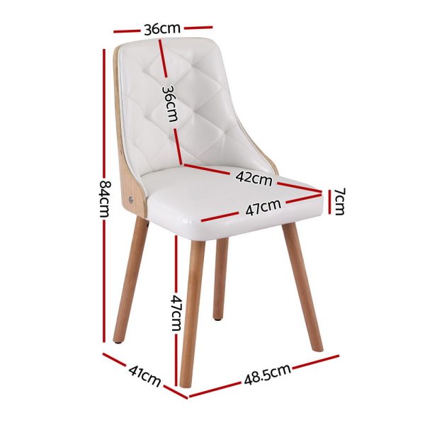 1 Set of 2 Artiss Dining Chairs White PU on Sale