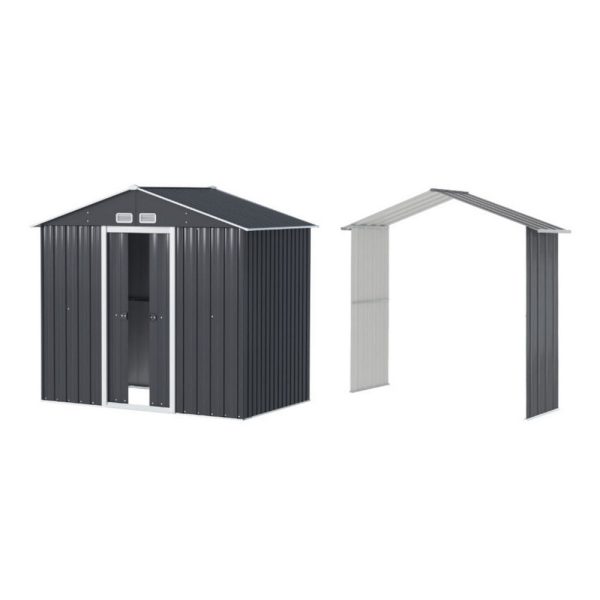 Giantz Garden Shed Outdoor Storage 2.15x1.74M Tool Workshop House w Extension Kit Fashion