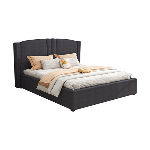 Roman Bed Frame Queen Size Black Velvet Fabric with Gas Lift plywood metal structure Discount