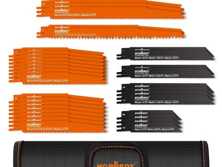 34-Piece Reciprocating Saw Blade Set Wood and Metal Cutting Blades with Storage Pouch Online Sale