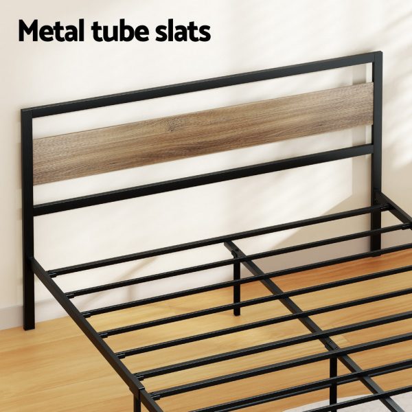 Artiss Bed Frame Queen Size Metal Base Mattress Platform Foundation Black DREW Sale