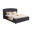 Roman Bed Frame Double Size Black Velvet Fabric with Gas Lift plywood metal structure Fashion