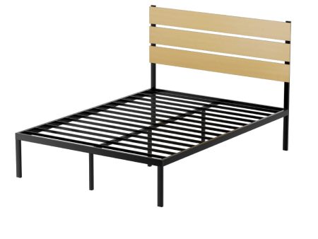 Artiss Bed Frame Double Size Metal Base Mattress Platform Foundation Black PAULA on Sale