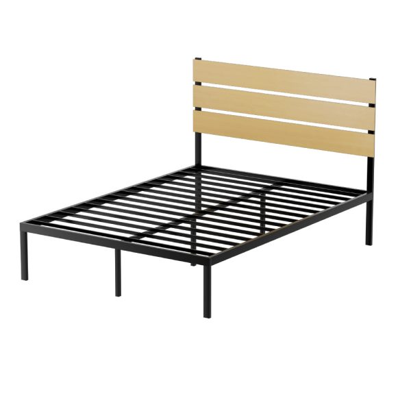 Artiss Bed Frame Double Size Metal Base Mattress Platform Foundation Black PAULA on Sale