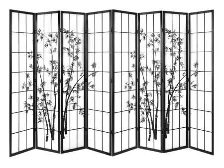 Artiss 8 Panel Room Divider Screen 348x179cm Bamboo Black White Online now