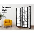 Artiss 4 Panel Room Divider Screen 174x179cm Bamboo Black White Online Sale