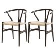 1 Set of 2 Artiss Dining Chairs Wooden Rattan Wishbone Black Online Hot Sale