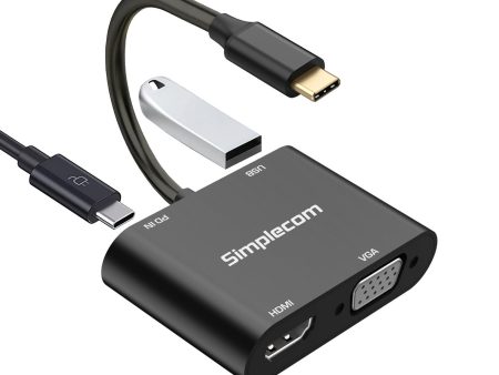 Simplecom DA440 4-in-1 USB-C Multiport Adapter with Power Delivery USB 3.0 VGA HDMI Online Sale