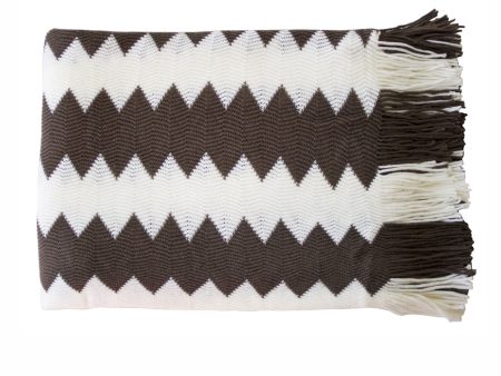 IDC Homewares Chevron Knitted Throw Chocolate White Online Sale