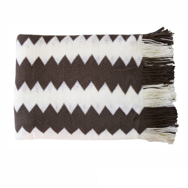 IDC Homewares Chevron Knitted Throw Chocolate White Online Sale