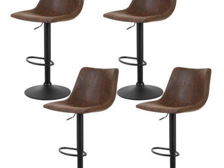 Artiss 4x Bar Stools Vintage Leather Swivel Gas Lift Brown Discount