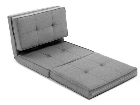 Artiss Floor Lounge Single Sofa Bed Grey Fabric Fashion