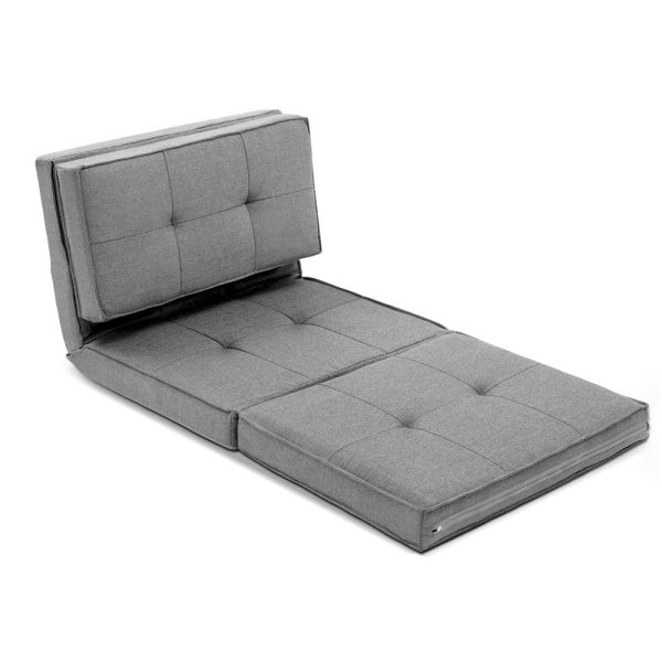 Artiss Floor Lounge Single Sofa Bed Grey Fabric Fashion