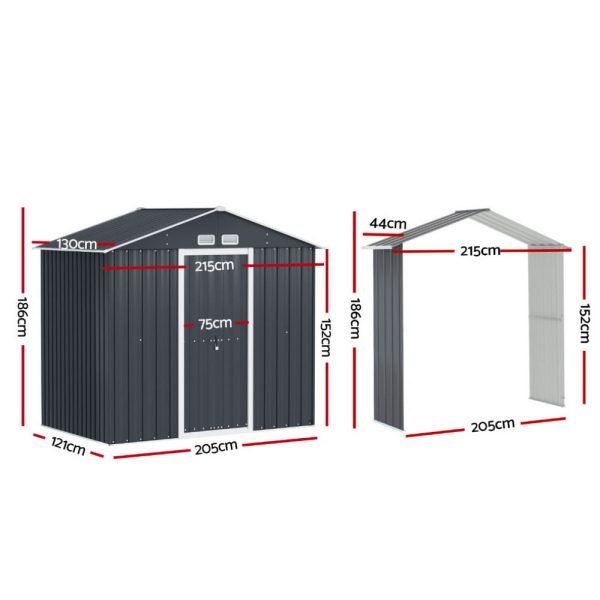 Giantz Garden Shed Outdoor Storage 2.15x1.74M Tool Workshop House w Extension Kit Fashion