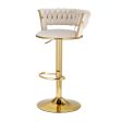 Artiss Bar Stools Gas Lift Velvet Woven Backrest Ivory Discount