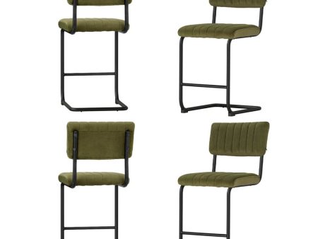 Artiss 4x Bar Stools Velvet Chairs Green Online now