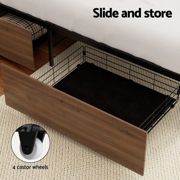 Artiss 2x Bed Frame Storage Drawers Trundle Black Fashion