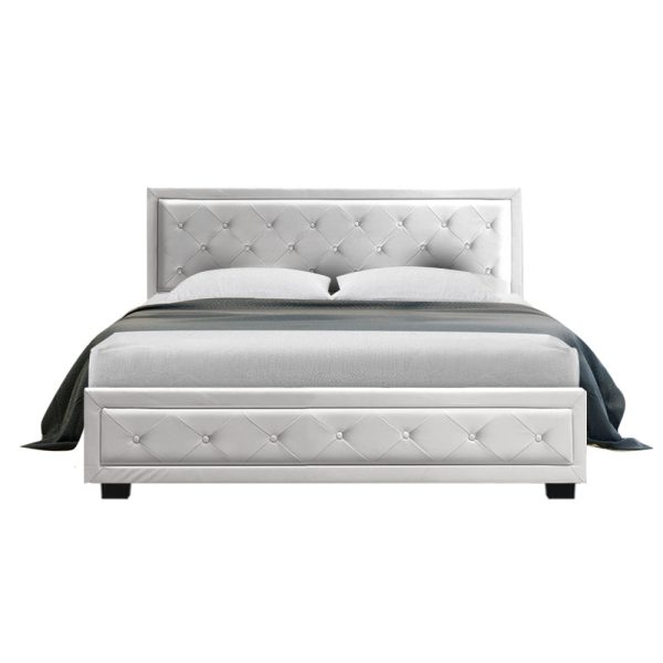 Artiss Bed Frame Queen Size Gas Lift White TIYO Online Hot Sale