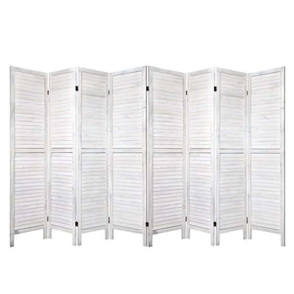 Artiss 8 Panel Room Divider Screen 326x170cm Louver White For Sale