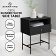 Sarantino Cecil Slender Fluted Bedside Table in Black Online Hot Sale