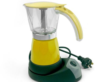 Yellow Electric Moka Coffee Maker Espresso Machine Italian Classic 6 Cups Auto Power Sale