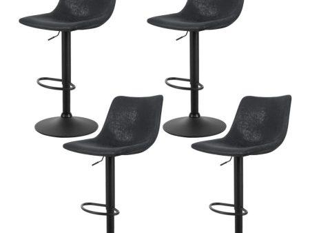 Artiss 4x Bar Stools Vintage Leather Swivel Gas Lift Black Online