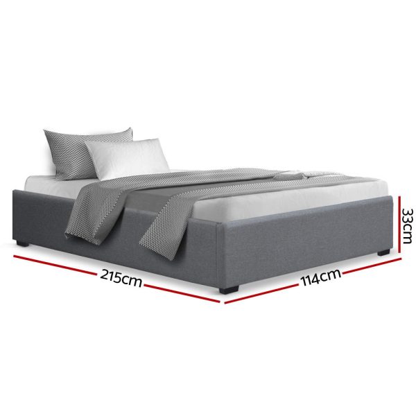 Artiss Bed Frame King Single Size Gas Lift Base Grey TOKI Sale