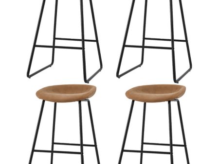 Artiss 4x Bar Stools Kitchen Dining Chairs Counter Stool PU Leather Metal Brown For Cheap