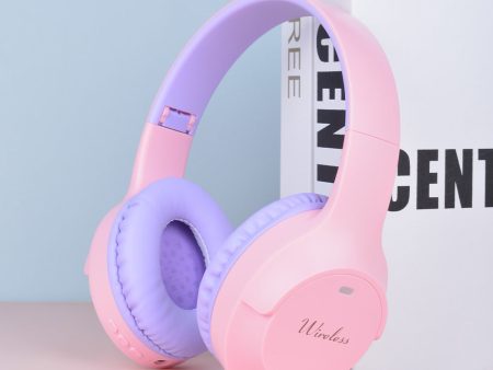 Pink Wireless Bluetooth Headphones with Hi-Fi Bass, Foldable Design, and Card Slot Fashion