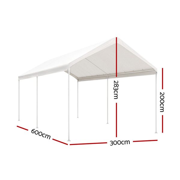 Instahut Carports 3x6m Carport Kits Steel Shelter Gazebo Canopy Garage Portable Garden Shed For Sale