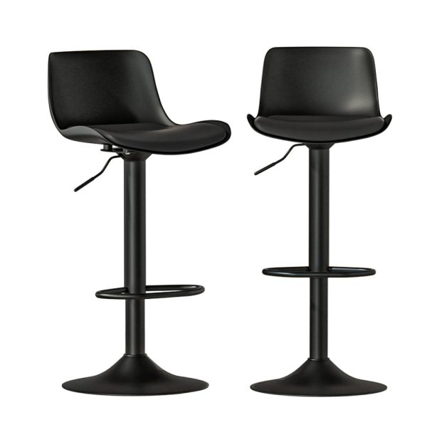 Artiss 2x Bar Stools Padded Seat Gas Lift Black Online Hot Sale