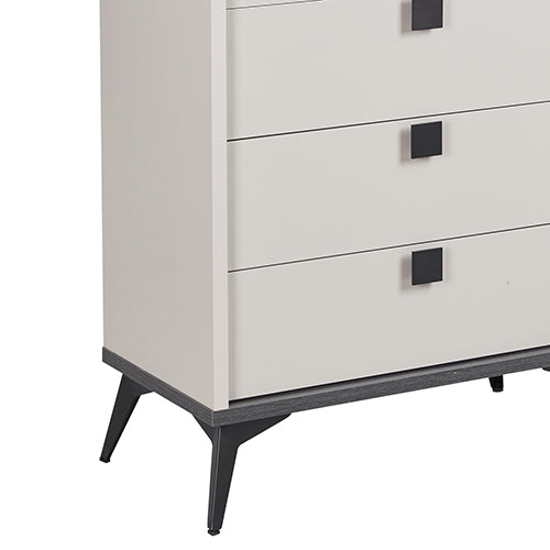 Tallboy with 5 Storage Drawers MDF Combination of Champagne and Black Colour Online Hot Sale