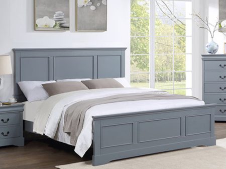 King Bed Frame in Solid Wood with Slats Support in Grey colour Cheap