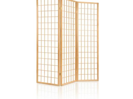 Artiss 3 Panel Room Divider Screen 131x179cm Natural For Discount