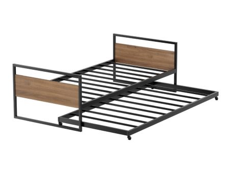 Artiss Bed Frame 2x Single Size Metal Trundle Daybed DEAN Supply