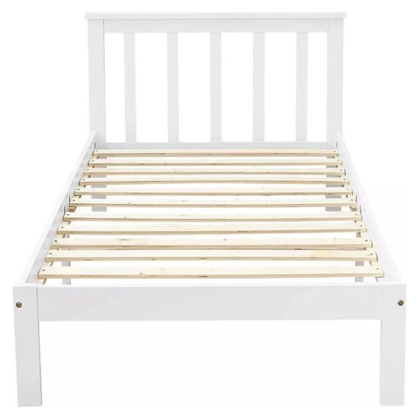 EKKIO Single Wooden Bed Frame (White) Online now