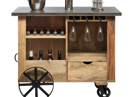 Industrial Style Wooden Bar Cart Drinks Trolley Supply