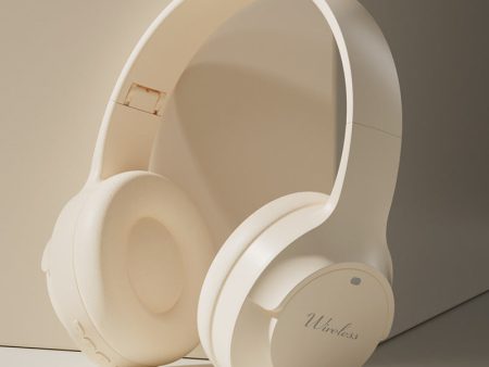 Khaki Wireless Bluetooth Headphones with Hi-Fi Bass, Foldable Design, and Card Slot Online Sale