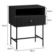 Sarantino Cecil Slender Fluted Bedside Table in Black Online Hot Sale