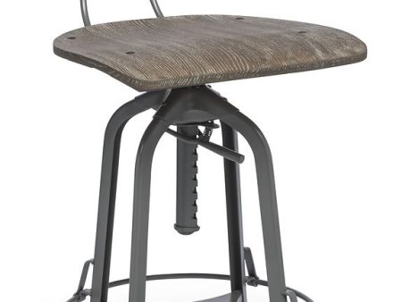 Industrial Swivel Height Adjustable Grey Oak Wood Bar Stool Chair with Back Supply