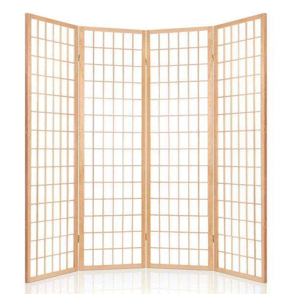 Artiss 4 Panel Room Divider Screen 174x179cm Natural Cheap