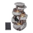 Gardeon Solar Fountain Water Feature Outdoor Indoor 4-Tier Brown For Discount