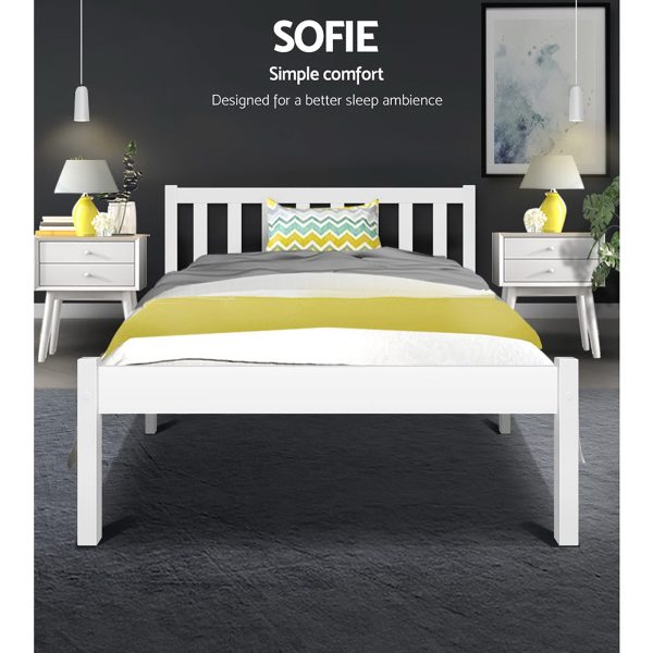 Artiss Bed Frame King Single Size Wooden White SOFIE on Sale