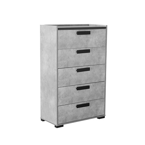 Dressing Chest With 6 Storage Drawers MDF Mirror Combination of Black & Cement Colour Online