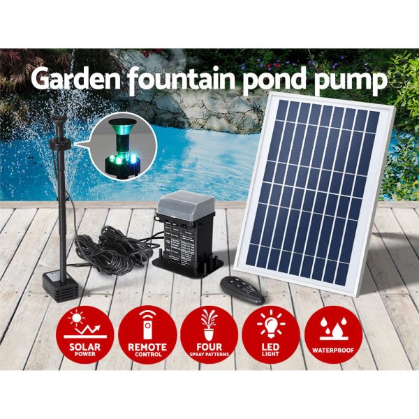 Gardeon Solar Pond Pump Submersible Fountain with Battery Kit LED Lights 5.2FT Online Hot Sale