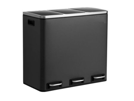 3x18L Kitchen Recycling Bins, Black Hot on Sale