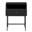 Sarantino Cecil Slender Fluted Bedside Table in Black Online Hot Sale