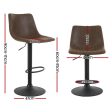 Artiss 4x Bar Stools Vintage Leather Swivel Gas Lift Brown Discount